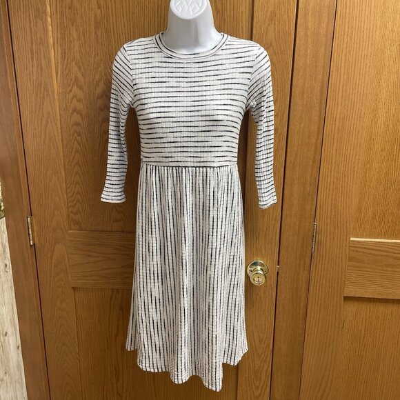 Flamingo Brand Black & White Striped Ribbed Knit Dress - Small - Picture 1 of 4
